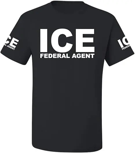 ICE Immigration Police, Fedral Agent Customs Enforcement Political Men's Novelty T-Shirt Humor Funny Letters Printed Saying Tee
