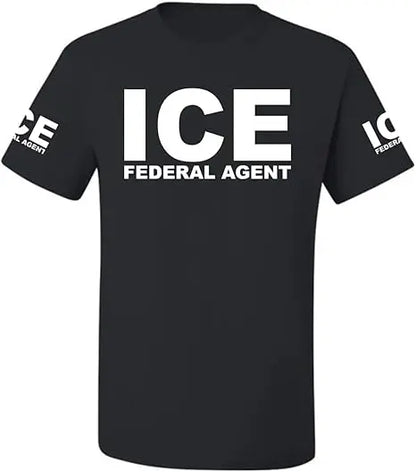 ICE Immigration Police, Fedral Agent Customs Enforcement Political Men's Novelty T-Shirt Humor Funny Letters Printed Saying Tee
