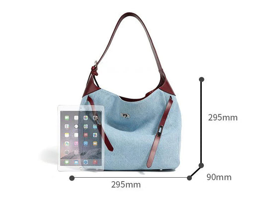 Women Fashion Denim Shoulder Bag Large Capacity Handbag Tote Hobo for Lady