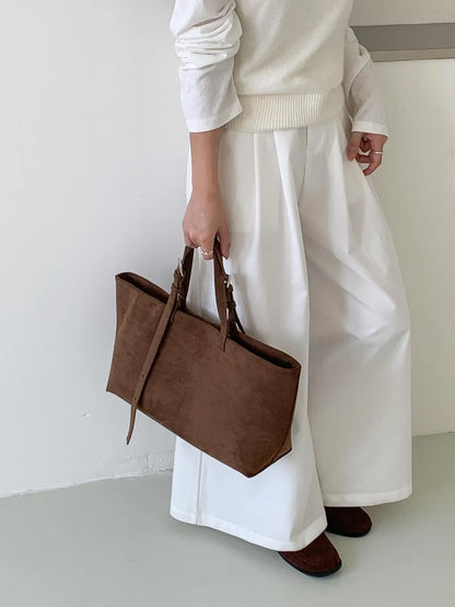 Retro Faux Suede Tote Women Bag Large Capacity Shoulder Bags for Women 2026 Matte Texture Designer Handbags and Purses Shopper