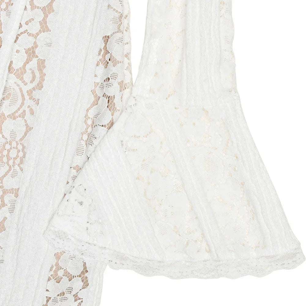 Lace Slim Mini Dress for Women Off The Shoulder Sexy Long Sleeves Club Party Dresses Bodycon Elegant Autumn Dress