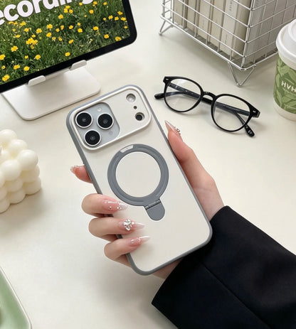 Luxury Matte Clear Metal Holder Ring Magnetic Case For iPhone 17 Air 16 15 14 Plus 13 12 Pro Max For Magsafe Shockproof Cover
