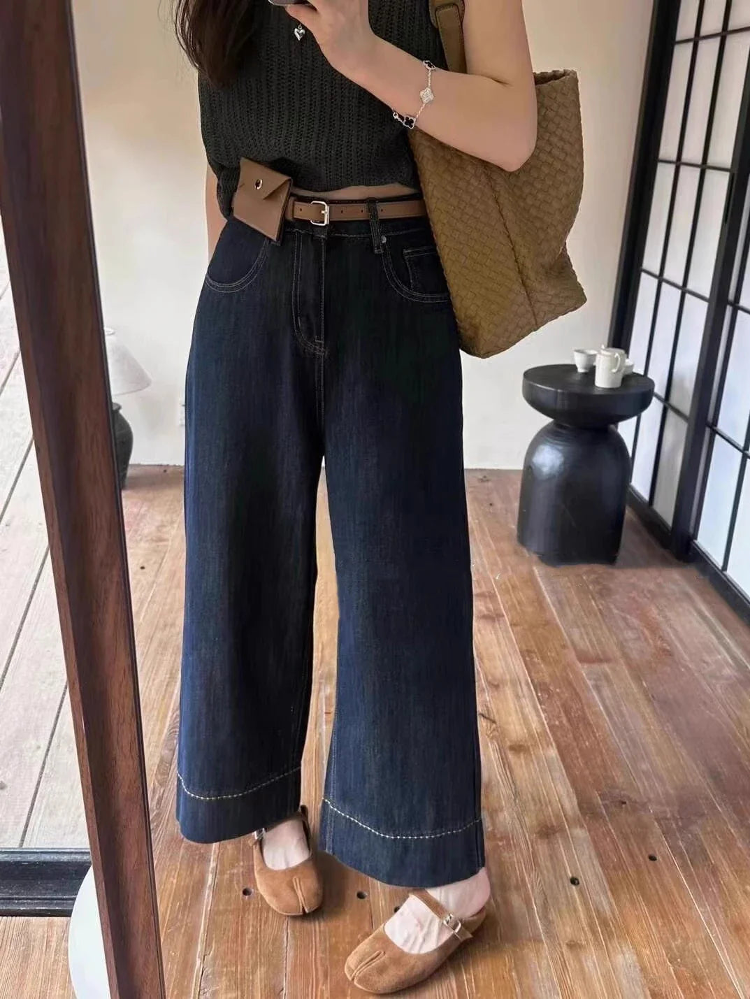 Women's Plus Size Straight-Leg Jeans Autumn Slimming Bell Bottoms 2025 New Arrival Trendy Pants Nine-Point Length