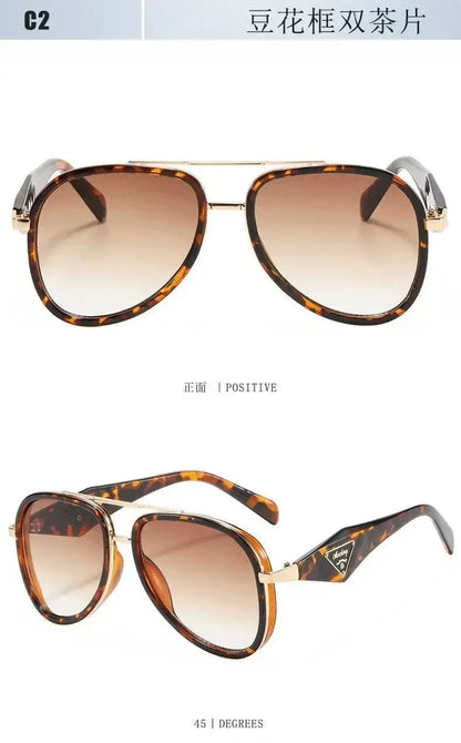 Retro Aviator Tortoiseshell Sunglasses UV400 Protection Metal Frame Shades Luxury Sun Glasses Fashion Eyewear Unisex Oversized