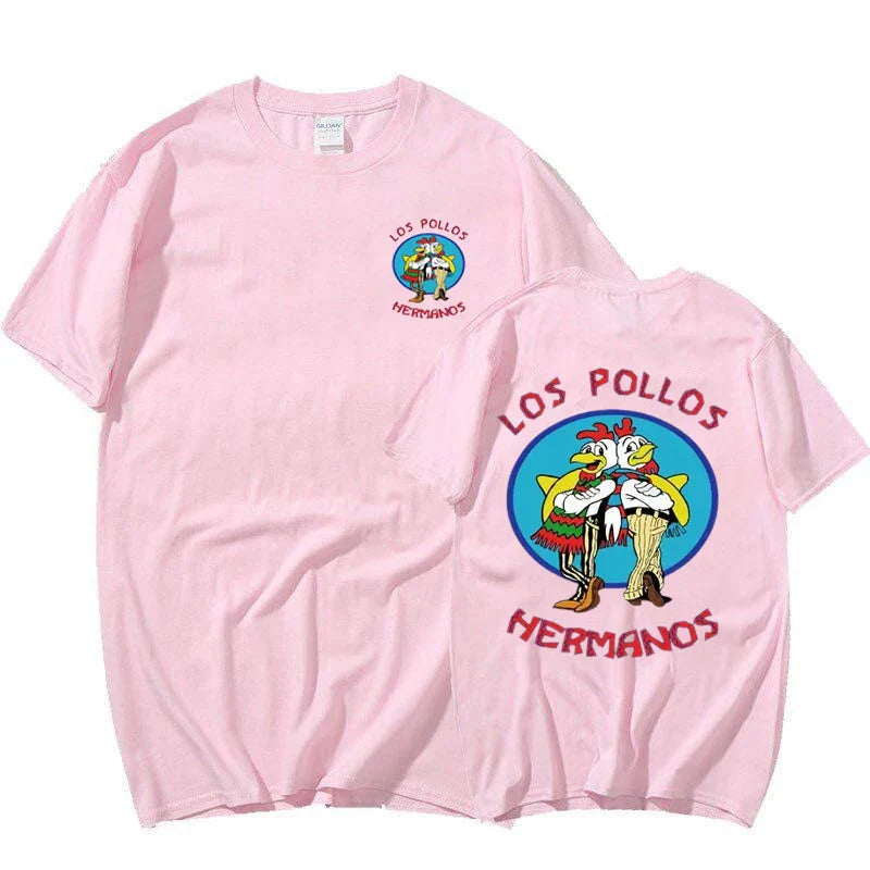 TV Series Breaking Bad Los Pollos Hermanos Double Sided Print T Shirts Funny Chicken Brothers Men's Women's T-shirt Streetwear