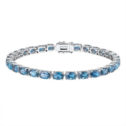 Pure 925 Sterling Silver Women's Hand Bracelets 100% Real Gemstone Natural Topaz Peridot Amethyst Gem Fine Jewelry