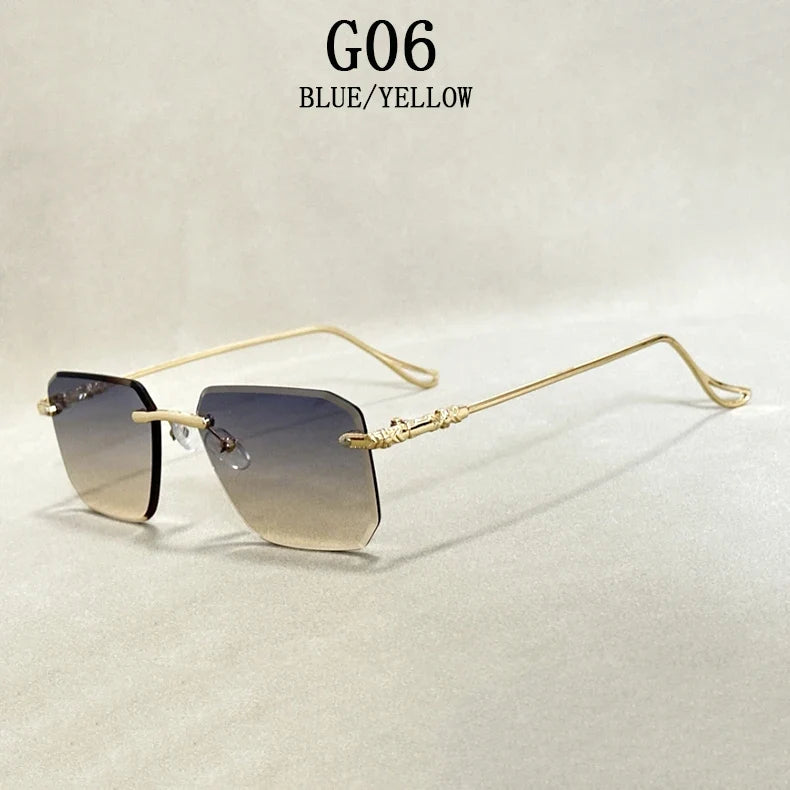 2024 Rimless Sunglasses Women Trendy  New Square Fashion Glasses Vintage Luxe Lentes De Sol Mujer Lunette Soleil Femme Okulary