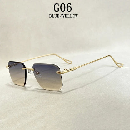 2024 Rimless Sunglasses Women Trendy  New Square Fashion Glasses Vintage Luxe Lentes De Sol Mujer Lunette Soleil Femme Okulary