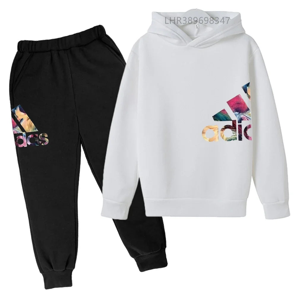 Children's Hoodies Girls Pink Boy Black Age 3-12 Coat Top+Bottom Suit Casual Toddler Long Sleeves Fun Brand Print Clothing