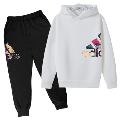 Children's Hoodies Girls Pink Boy Black Age 3-12 Coat Top+Bottom Suit Casual Toddler Long Sleeves Fun Brand Print Clothing
