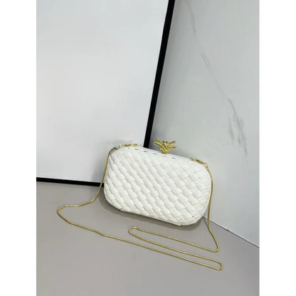 Elegant Box Shaped Dinner Clutch Crossbody Bag for Women Fashionable Chain Strap Handbag Retro Style Leather Handbag