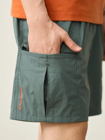 2026 Summer New Oversize 145gsm Elastic Quick Dry Fabric Shorts Men Elastic Wait Cargo Outdoor Shorts