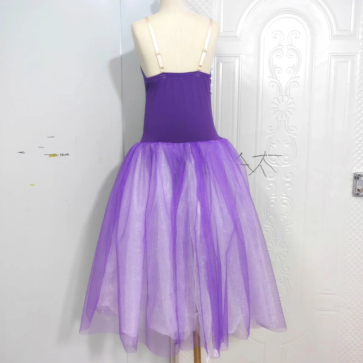 Long Ballet Tutu Skirts Blue 3d Flower Dress Performance Costumes Princess Dance Practice Romantic Dress