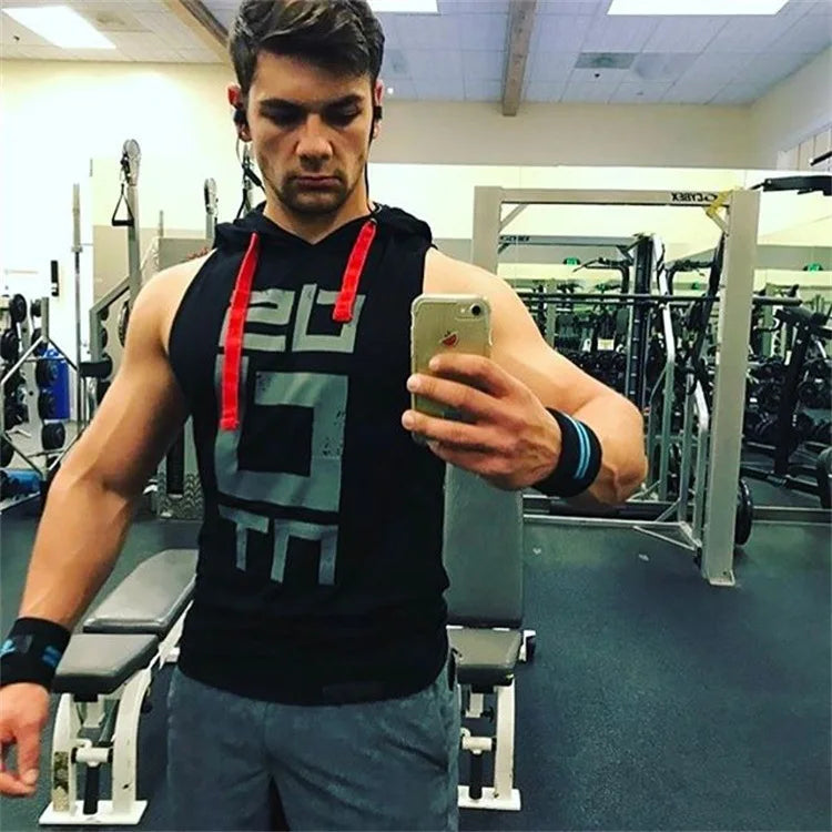 Mens Street Corner Pullovers Fitness Sport Sleeveless Hoodies Gym Bodybuilding Running Training Jogging Cotton Casual Sportswear