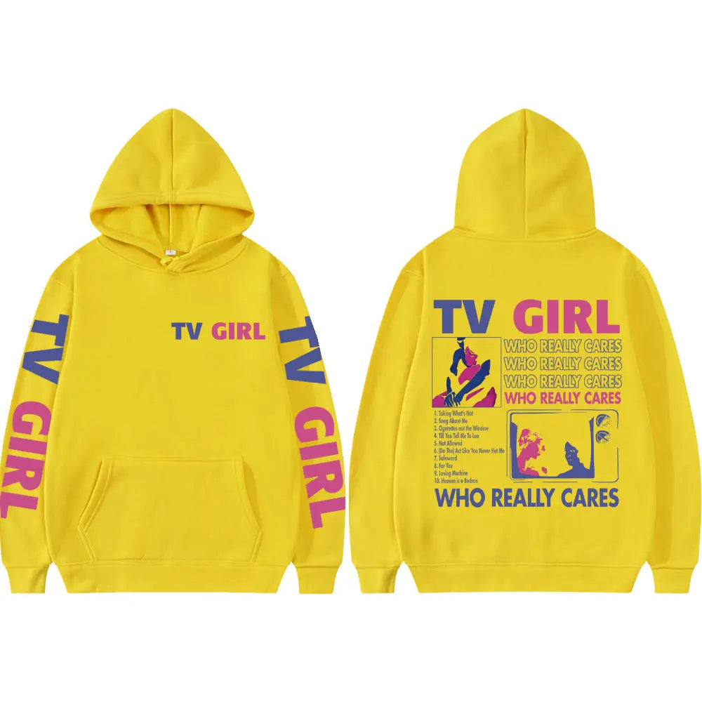Pop Band TV Girl Who Really Cares Album Print  Hoodies Rock Hip Hop Hooded Sweatshirts Men Women Clothing Y2k Fashion Pullovers