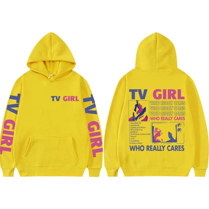 Pop Band TV Girl Who Really Cares Album Print  Hoodies Rock Hip Hop Hooded Sweatshirts Men Women Clothing Y2k Fashion Pullovers