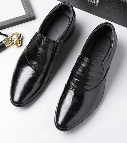 2026 New Low-heeled Business Shoes for Men Black Spring Summer Leather Shoes Male Fashion Casual Dress Shoe Man