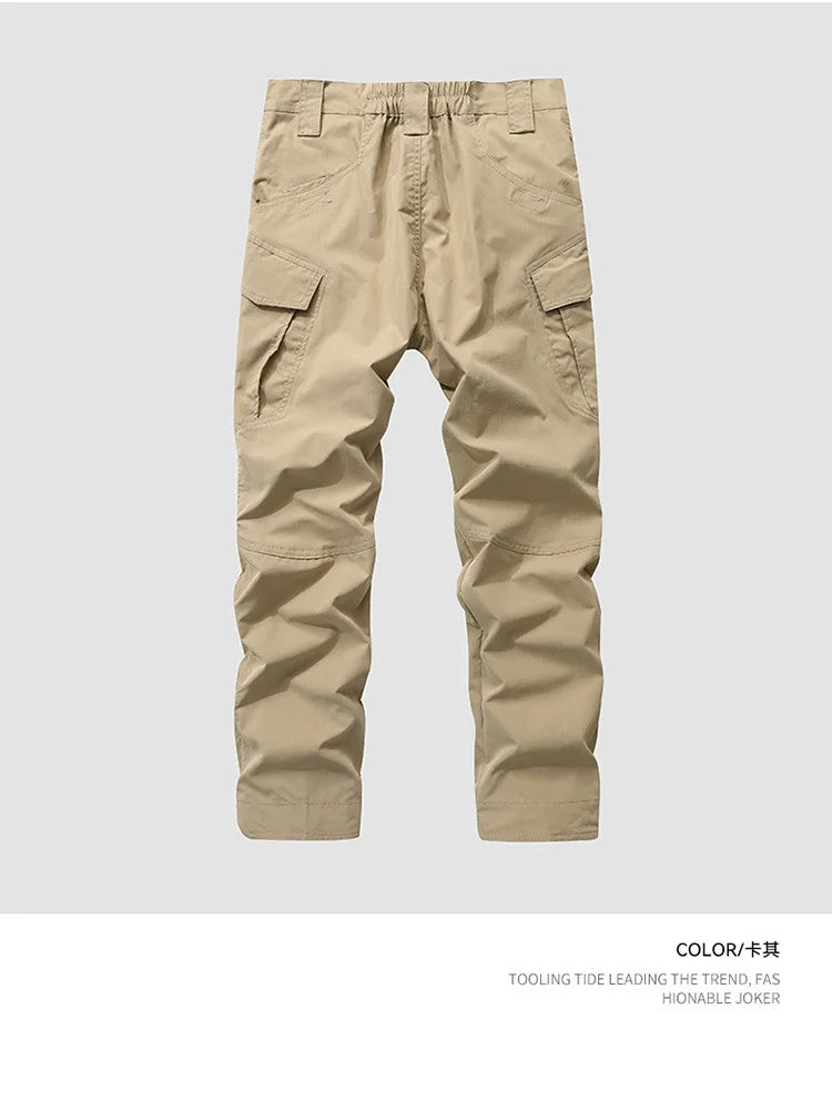 New Summer Men Thin Breathable Elastic Work Pants Outdoor Casual Sports Multi Pockets Cargo Pants Straight Tooling Trousers 3XL