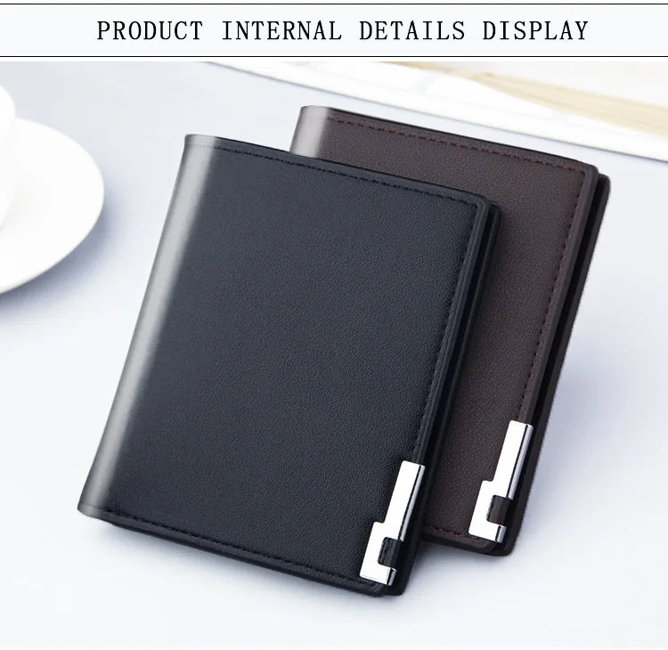 Short Men Wallets Card Holder Photo Holder Slim Male Print Wallet High Quality PU Leather Money Bag New Kpop Small Men's Purse