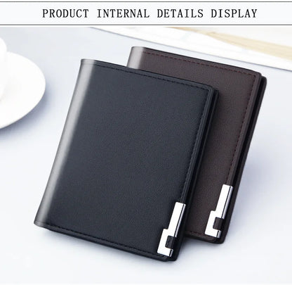 Short Men Wallets Card Holder Photo Holder Slim Male Print Wallet High Quality PU Leather Money Bag New Kpop Small Men's Purse