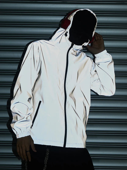 Night Reflective Clothes Spring New Men's Hooded Jacket Outdoor Run Casual Windproof Coat Couples Hip-hop Streetwear S-5XL