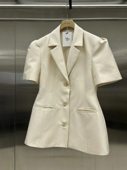 2024 Summer New Korean Short Sleeve Overcoat Women's Fashion Style Blazer Coat