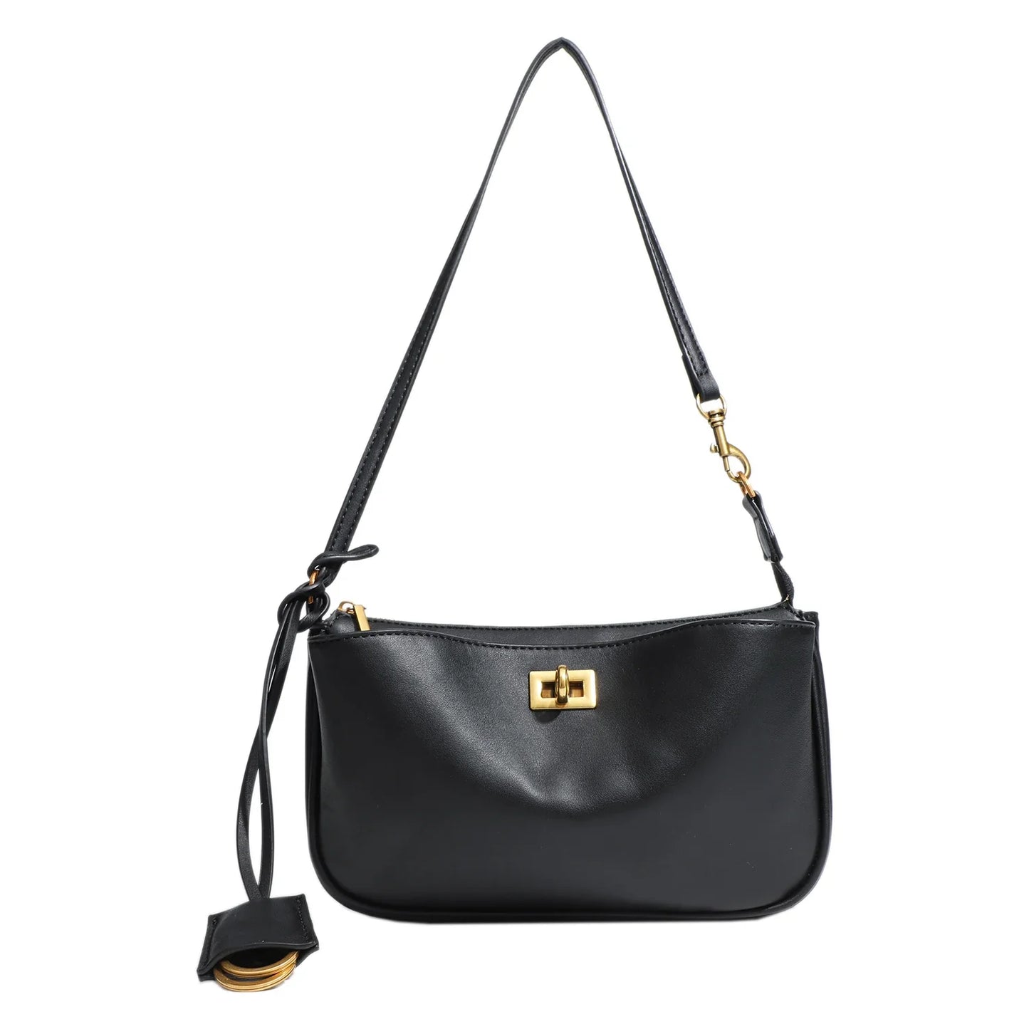 Women's Luxury Split Leather Shoulder Bag - Paris Classic Tote Handbag, Simple Metal Buckle Crossbody Underarm Bag