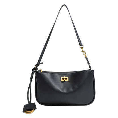 Women's Luxury Split Leather Shoulder Bag - Paris Classic Tote Handbag, Simple Metal Buckle Crossbody Underarm Bag
