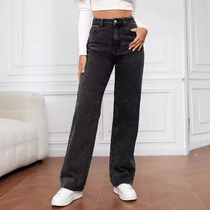 Autumn 2025 New Casual European and American Women's Loose Straight Wide-leg Denim Trousers Women