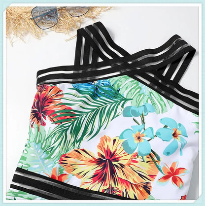 Solid Mesh Tape Swimsuit 2026 One Piece Sexy High Neck Swimwear Women Cross Front Bathing Suit Female Padded Beachwear Bodysuit
