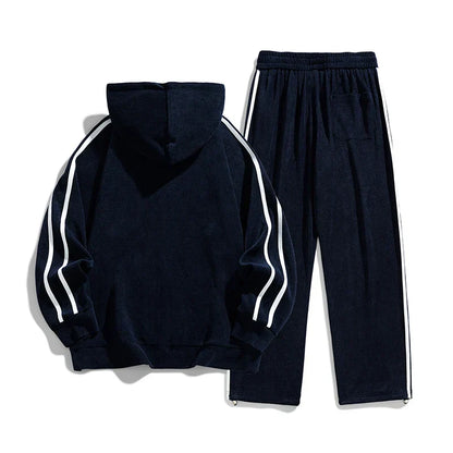 Big Size 8xl 7xl Corduroy Men's Tracksuit Set Black Hoodie Pants 2pcs Suits Autumn Winter Jacket Hooded Oversize Sportswear Man
