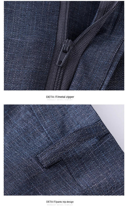 High Waist Double Pleated Men Suit Pants Summer Black Straight Office Formal Dress Trouser for Man Black Gray Size 40 42 44