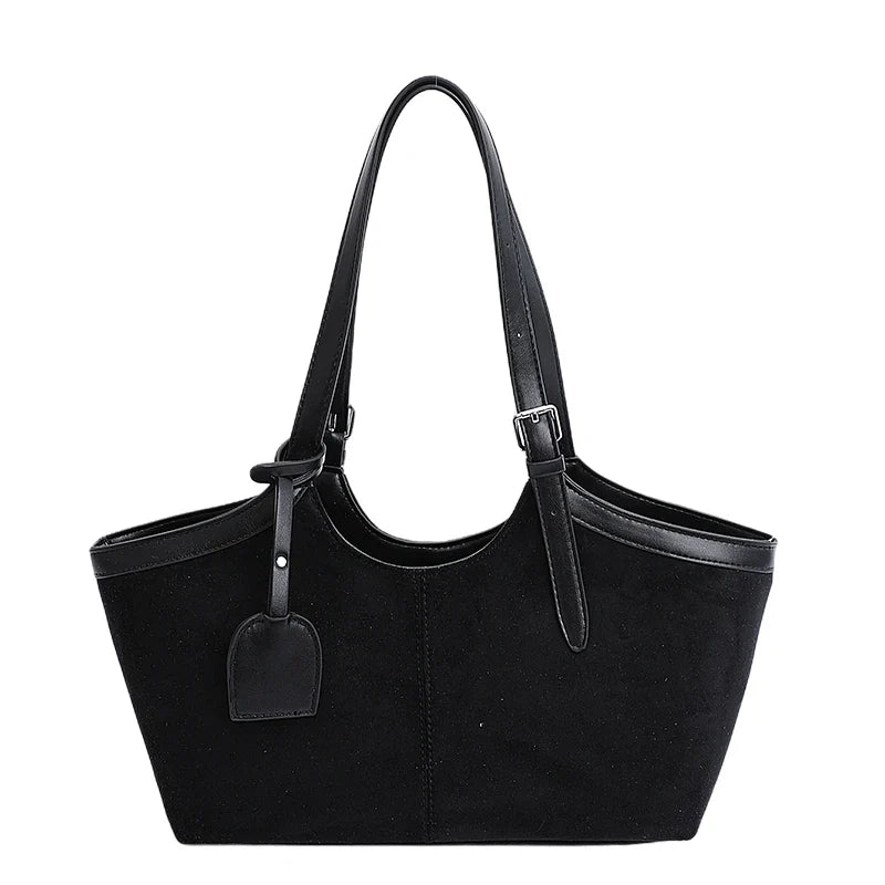 2026 Autumn Retro Suede Shoulder Bags for Women Faux Patchwork PU Underarm Armpit Bag Work Travel Casual Street Designer Handbag