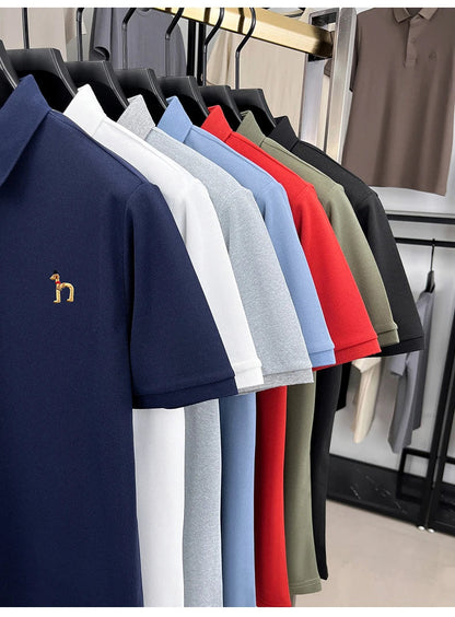 High end luxury brand short sleeve polo shirt summer new trend cute dog embroidery design T-shirt casual Korean golf men's wear