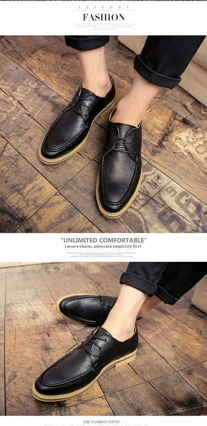 Autumn business casual leather Derby shoes soft soled British formal dress pointed wedding groom leather shoes man