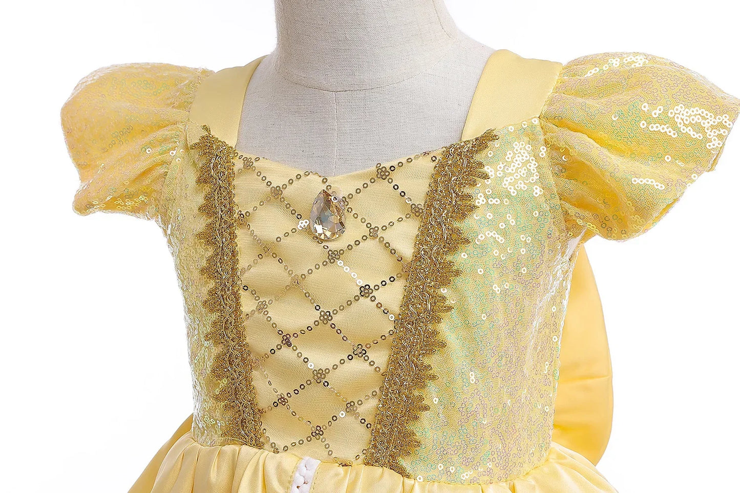 Kids Belle Elegant Costume Girls Halloween Princess Cosplay Party Mesh Dress Children Birthday Clothes Carnival Luxury Ball Gown