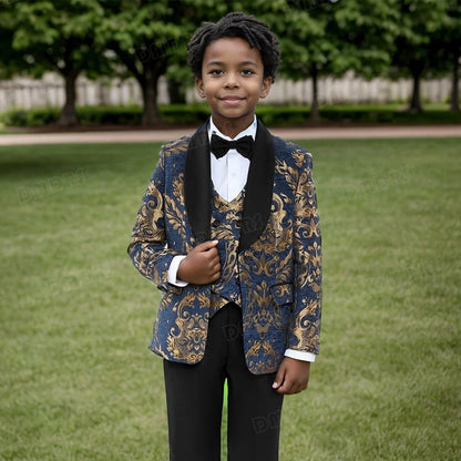 24H Ship Four Piece Suit Set for Toddler, Wedding Ring Boy Suit, Communion Party Dresswear Suit Jacket Pants Vest Bowtie