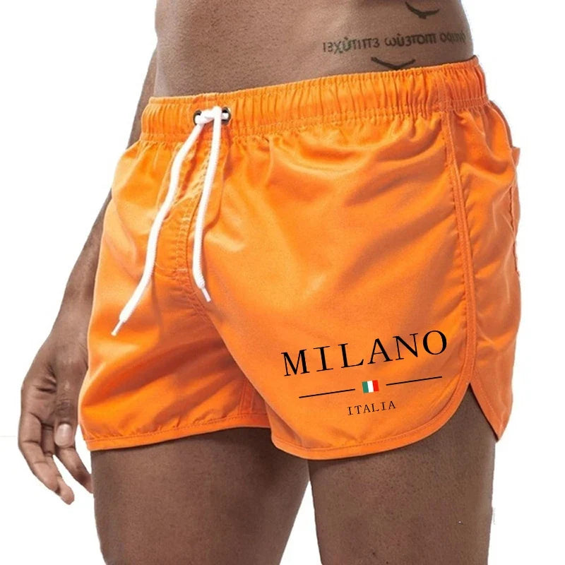 2026 Summer Men's Beach Shorts Urban Print Beach Trunks Jogging Casual Pants Quick Drying Swimming Homme Surf Lightweight Shorts