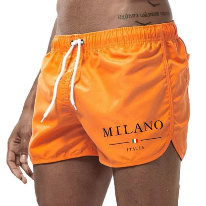 2026 Summer Men's Beach Shorts Urban Print Beach Trunks Jogging Casual Pants Quick Drying Swimming Homme Surf Lightweight Shorts