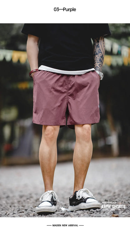 Retro Training Sports Shorts with Thin Letter Embroidered Straight Shorts for Men's Summer Fashion Pants