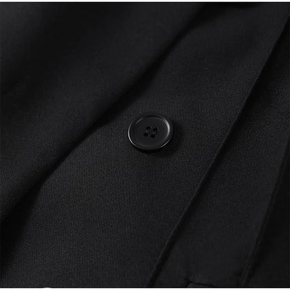 Elegant Women's Black Blazer Coat Long Sleeve Stand Collar Buckle Thick Jacket Female 2026 Spring Autumn Lady Commute Outwear
