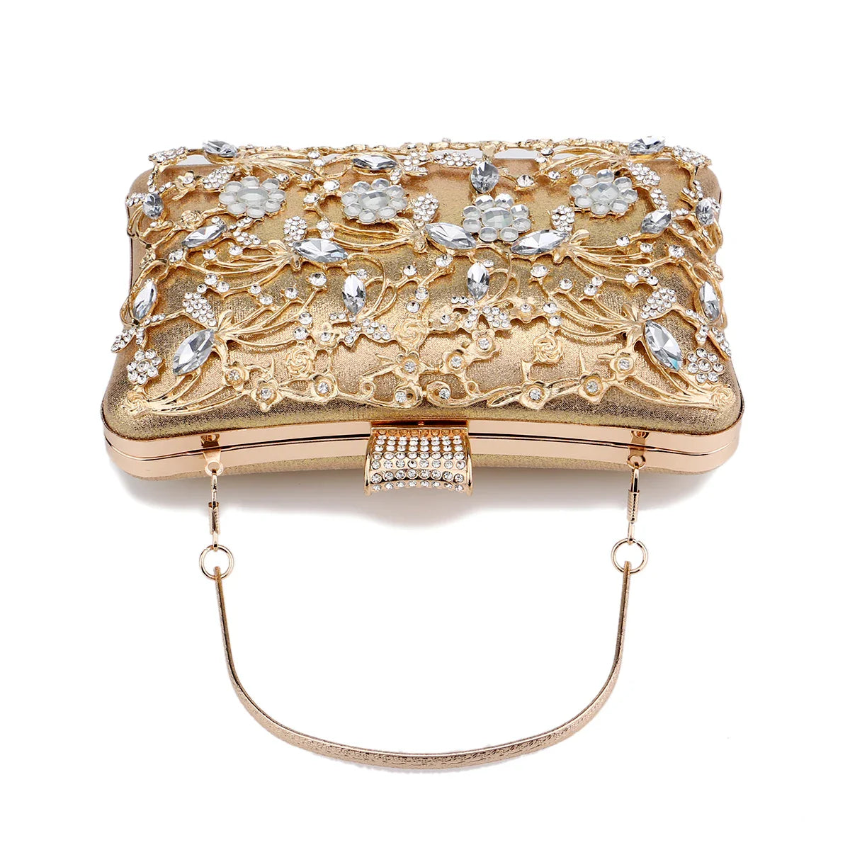 New Arrival Women Day Clutch Hollow Out Style Diamonds Party Evening Bags Pink Mixed Color Wedding Bridal Handbags With Chain