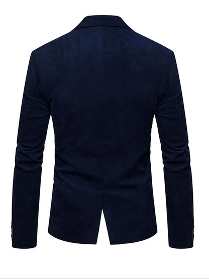 Men's Corduroy Blazer Jacket Medium Thick Business Suit Spring & Fall Season Fitted Design Woven Fabric Style