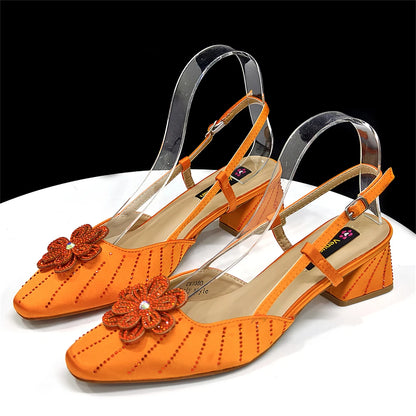 2026 Elegant Gold Color Women's Heels Handbag Set Rhinestone Embellished Designer Shoes for Weddings Special Events