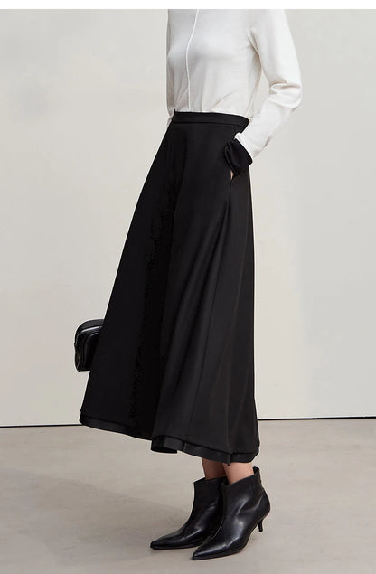 Elegant Skirts For Woman 2025 Winter New Commuter Style A-Line Mid-Calf Skirt Loose Solid Versatile Woman Clothes 12544126