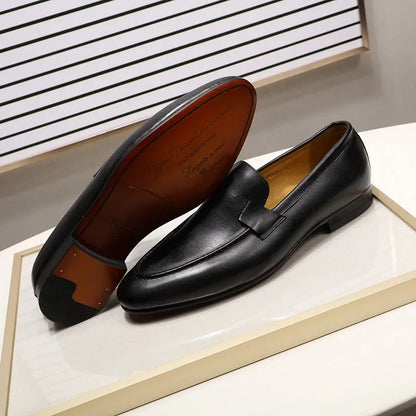 Designer Fashion Mens Loafers Leather Handmade Black Brown Casual Business Dress Shoes Party Wedding Men's Footwear