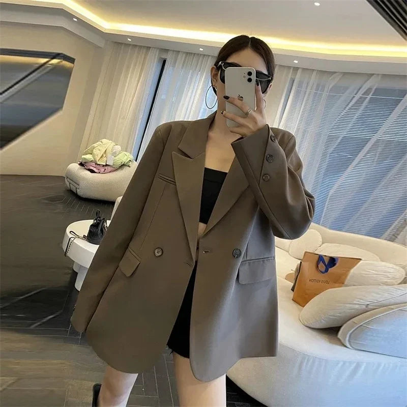 Women's Blazer Jacket 2025 Spring Autumn High End Fashion Temperament Ladies Suit Coat Elegant Loose Versatile Lady Outerwear