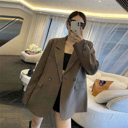Women's Blazer Jacket 2025 Spring Autumn High End Fashion Temperament Ladies Suit Coat Elegant Loose Versatile Lady Outerwear