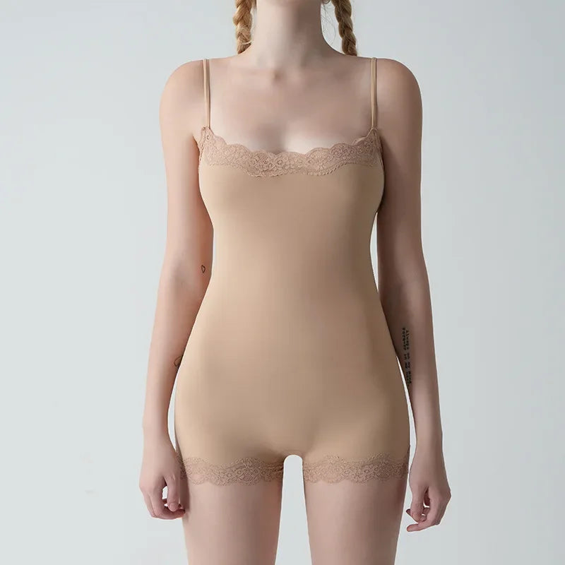 Lace Bodysuit for Women -Adjustable Straps Slim Fit Backless Jumpsuit, Breathable Lifting Seamless Underwear Sexy Lingerie