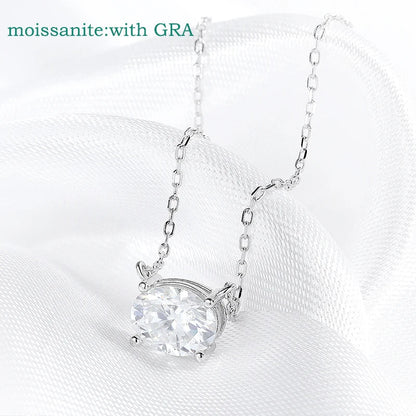 14K Plated 1-3CT Moissanite Necklaces Pendant Women Girls Birthday Gift Chain Lab Diamond Jewelry 925 Sterling Silver GRA